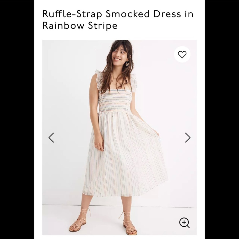 NWT Madewell Rainbow Smocked Dress